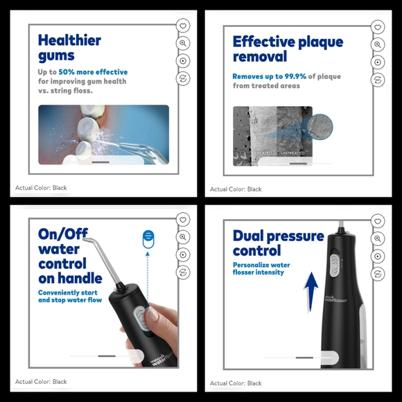 Waterpik Cordless Express Portable Water Flosser Oral Irrigator, Black - Picture 5 of 11